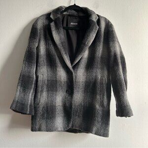 Madewell Sz S Wool Plaid Academia Grey Blazer Coat